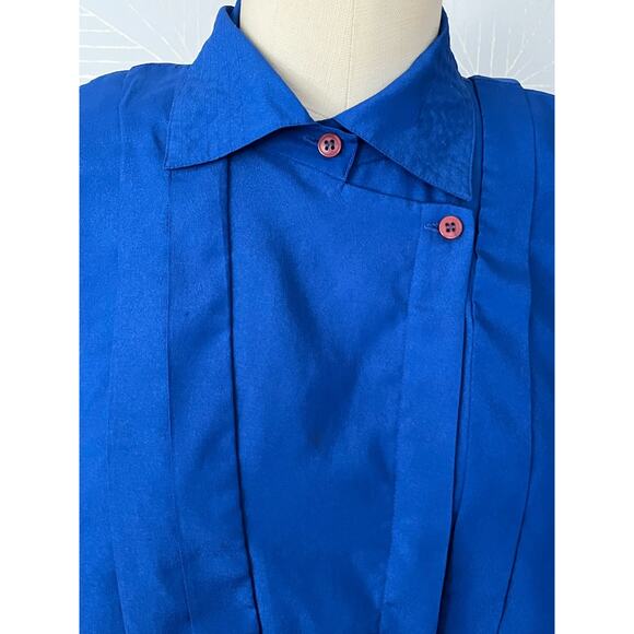 Vintage 1980's Panther bold statement pleated blouse with shoulder pads sz 11/12 - Picture 8 of 16